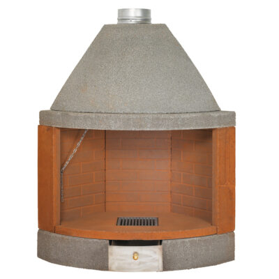 Caminetto angolare tondo refrattario